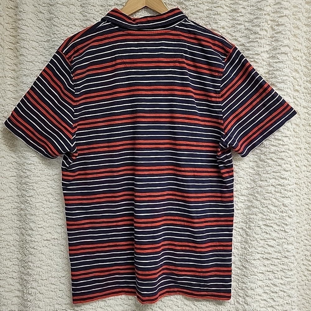 The North Face Men's Golf Polo Shirt Red White Blue Striped Size Large Cotton - Picture 3 of 10
